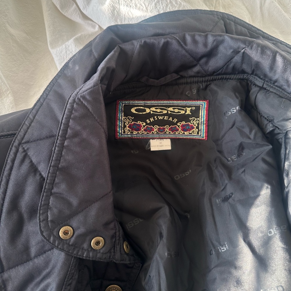 OSSI SKIWEAR Women's Black Vintage Snow Jacket w/Lots of Pockets Zip/Snap-Size M - Picture 3 of 7